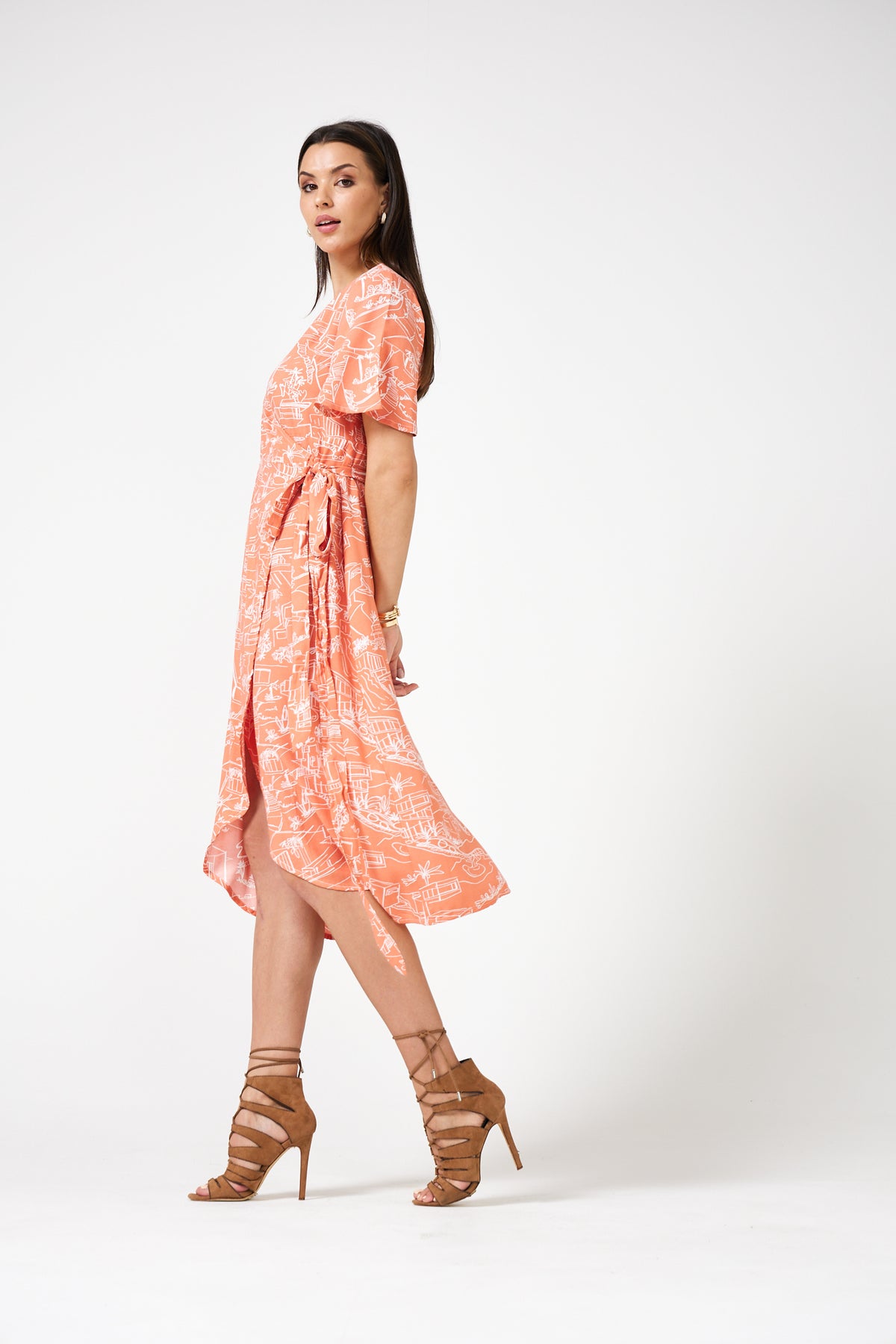 Eloise - Wrap Dress (Coral)