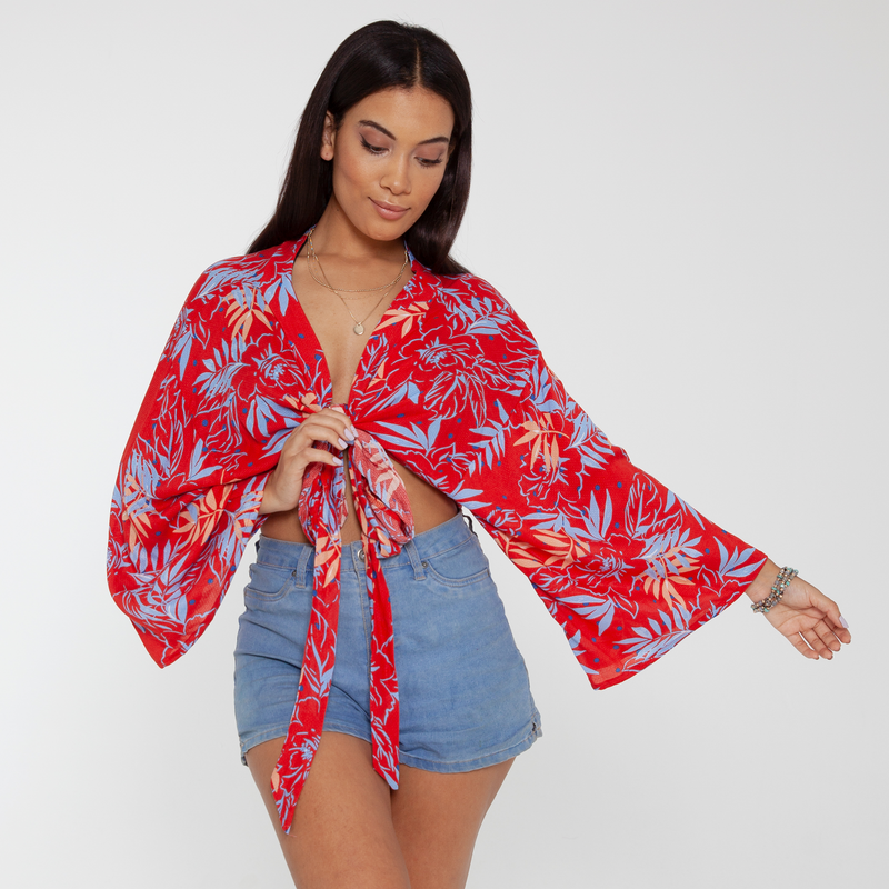Stunning kimono top in an eye catching pattern, made from Rayon Jacquard 