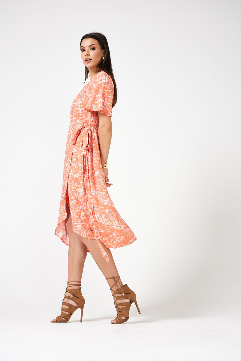 Eloise - Wrap Dress (Coral)