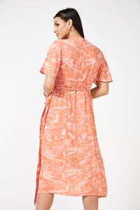 Eloise - Wrap Dress (Coral)