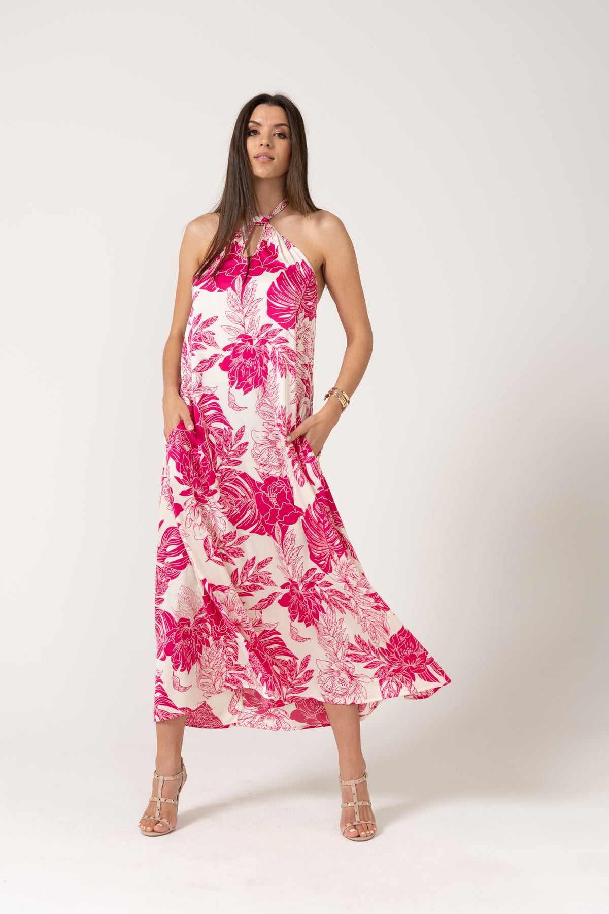 Anouk- Halter Neck Cami Dress (Pink)